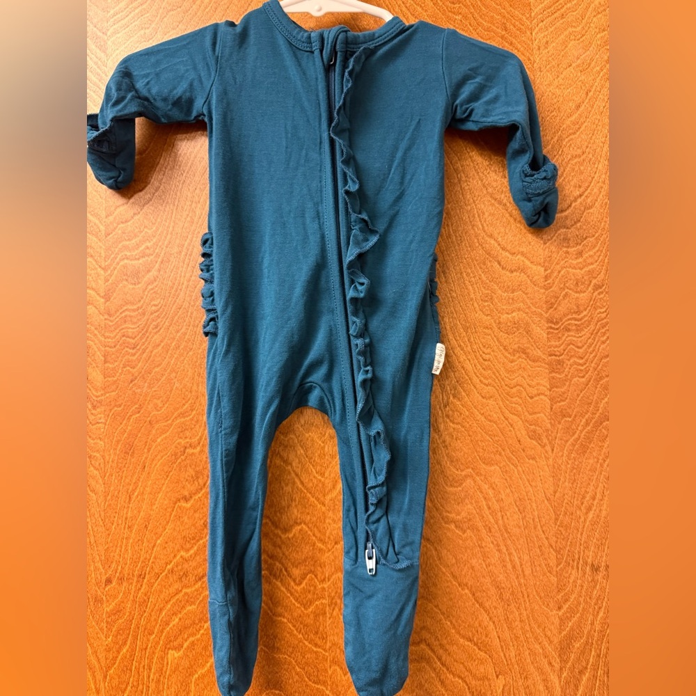 Teal Ruffled Kids Footie